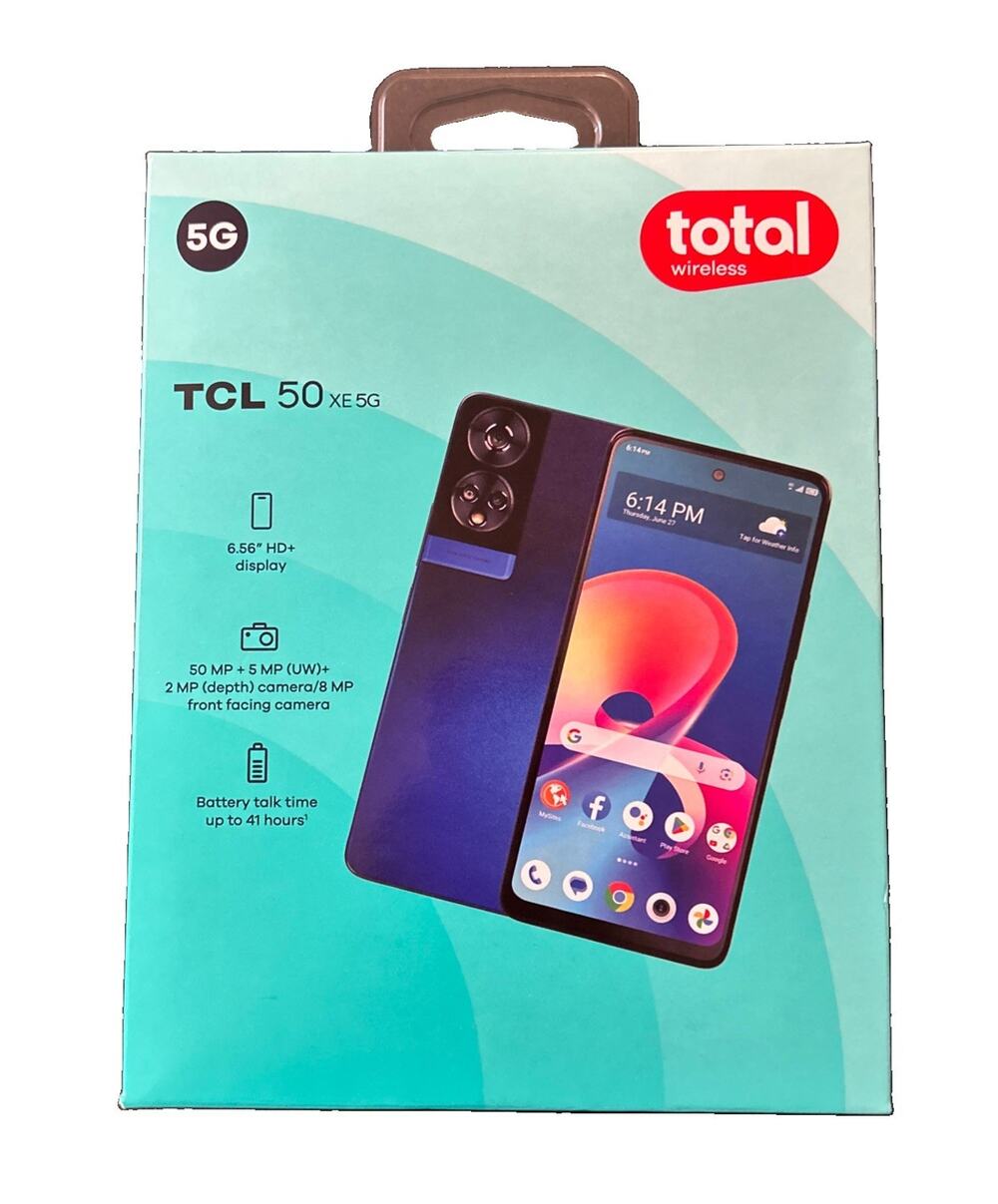 Total Wireless TCL 50 XE 5G Smartphone 128 GB Storage 6.56” HD+ Display New